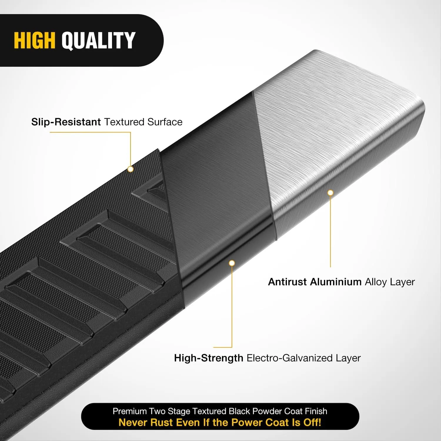 2015-2024 Ford F150 SuperCrew Cab Pickup 4 Door 2017-2024 Ford F250 F350 Super Duty Crew Cab 6 Inch Slip-Proof Aluminum Side Step Nerf Bars Running Boards
