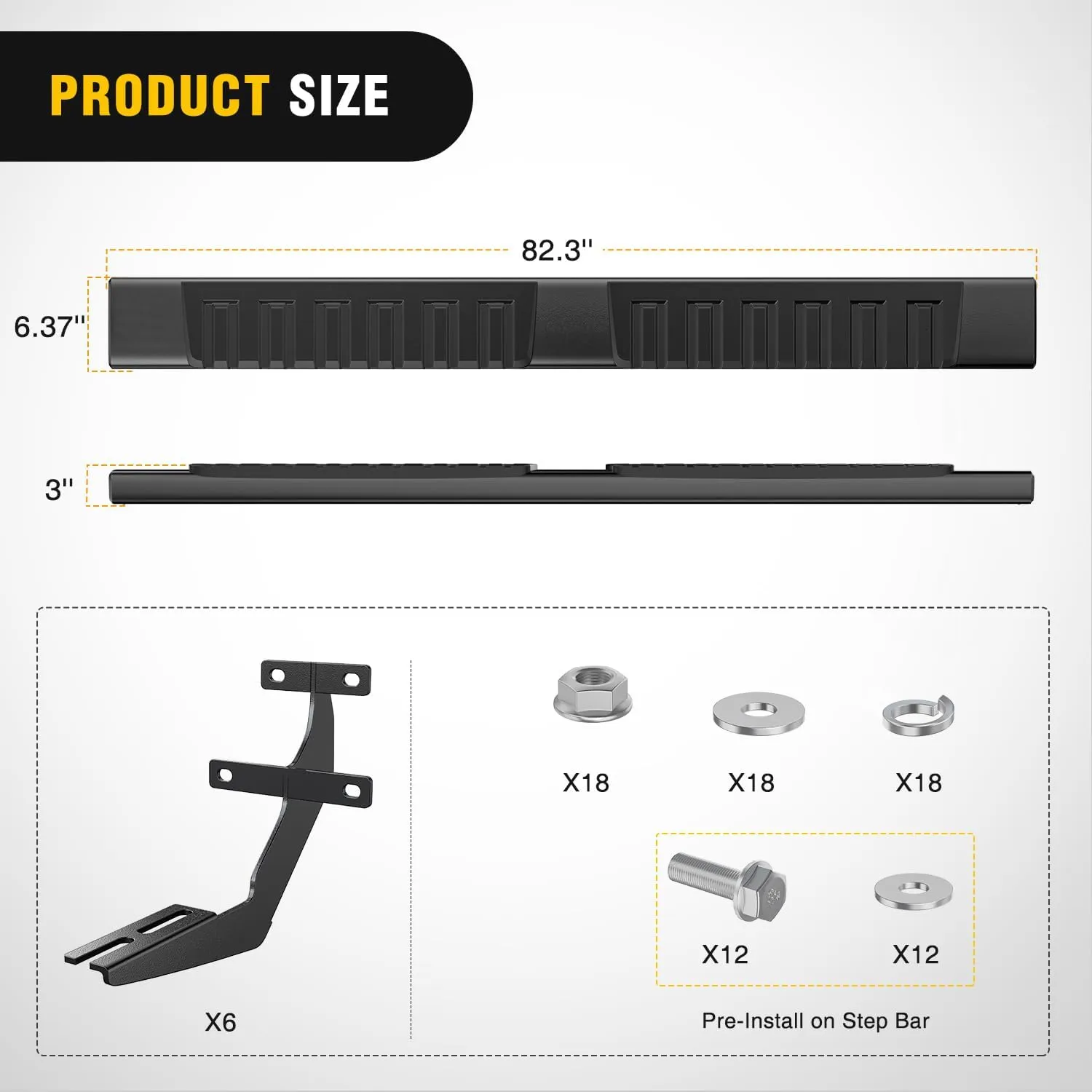 2015-2024 Ford F150 SuperCrew Cab Pickup 4 Door 2017-2024 Ford F250 F350 Super Duty Crew Cab 6 Inch Slip-Proof Aluminum Side Step Nerf Bars Running Boards