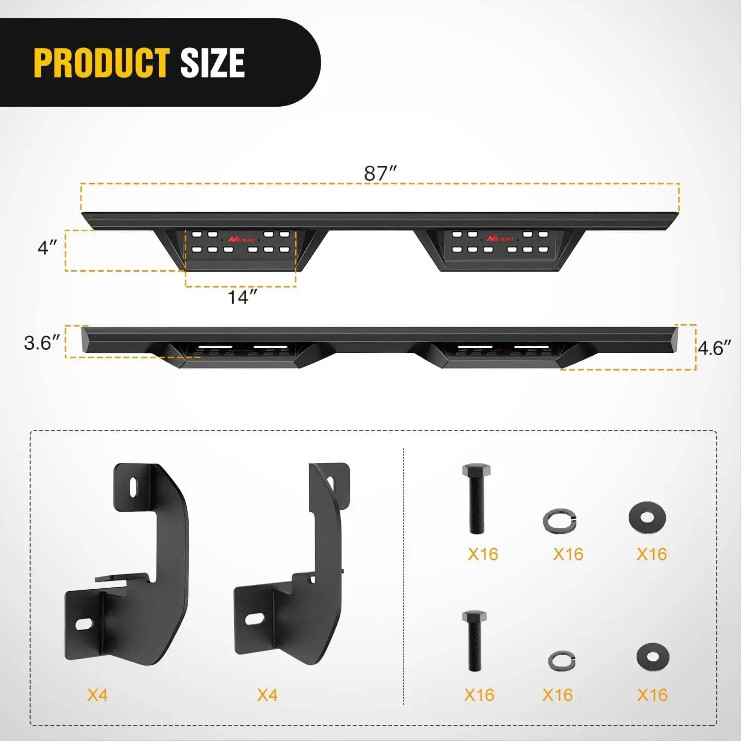 2019-2023 Chevy Silverado GMC Sierra 1500 2020-2024 Chevy Silverado GMC Sierra 2500HD 3500HD Crew Cab Running Boards 3.6 Inch Drop Side Steps Bolt-on Black Powder Coated