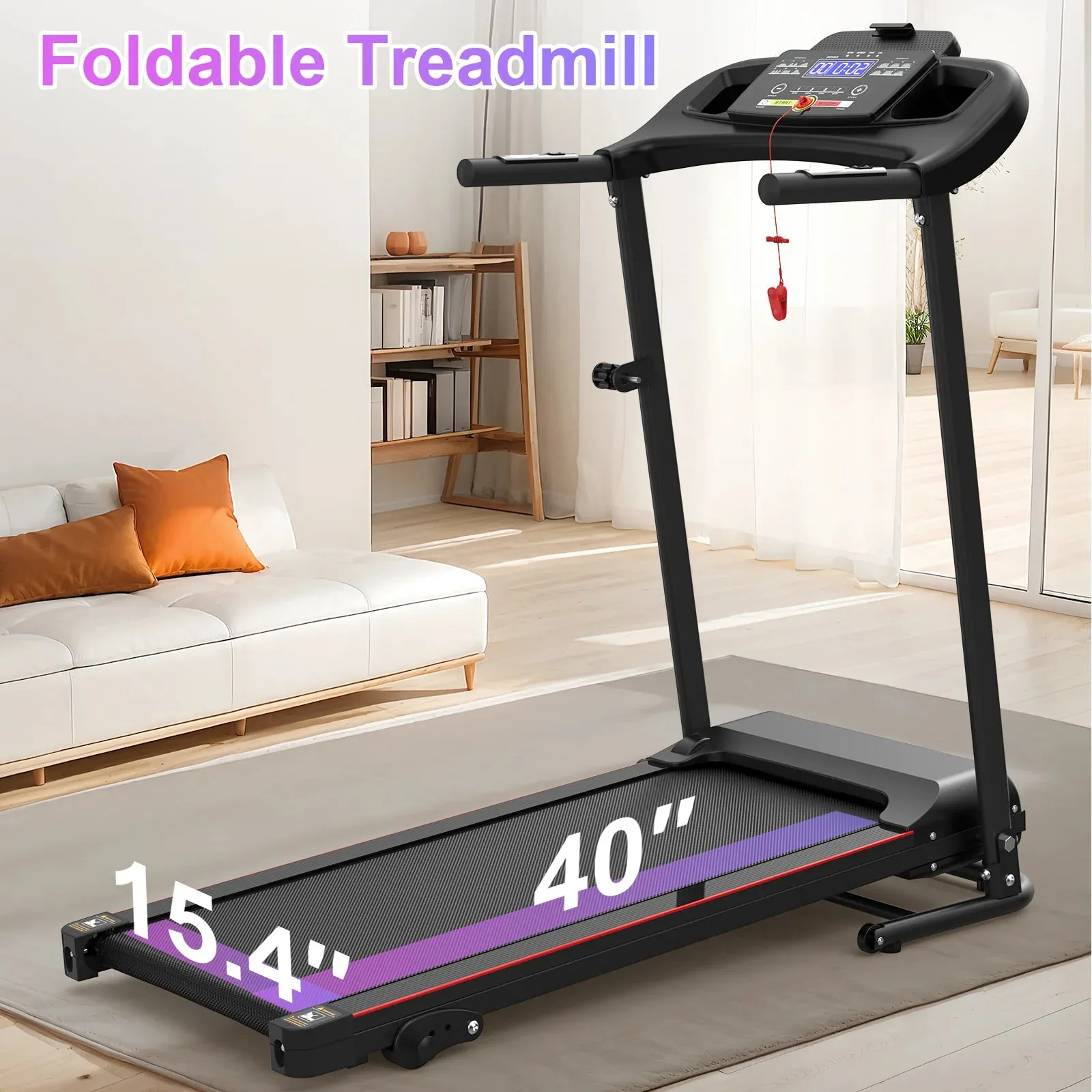 2.5HP Folding Incline Treadmill with 12 Preset Programs Bluetooth Electric Walking Treadmill Machine For Home