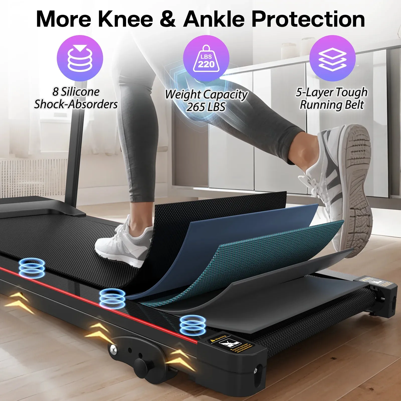2.5HP Folding Incline Treadmill with 12 Preset Programs Bluetooth Electric Walking Treadmill Machine For Home