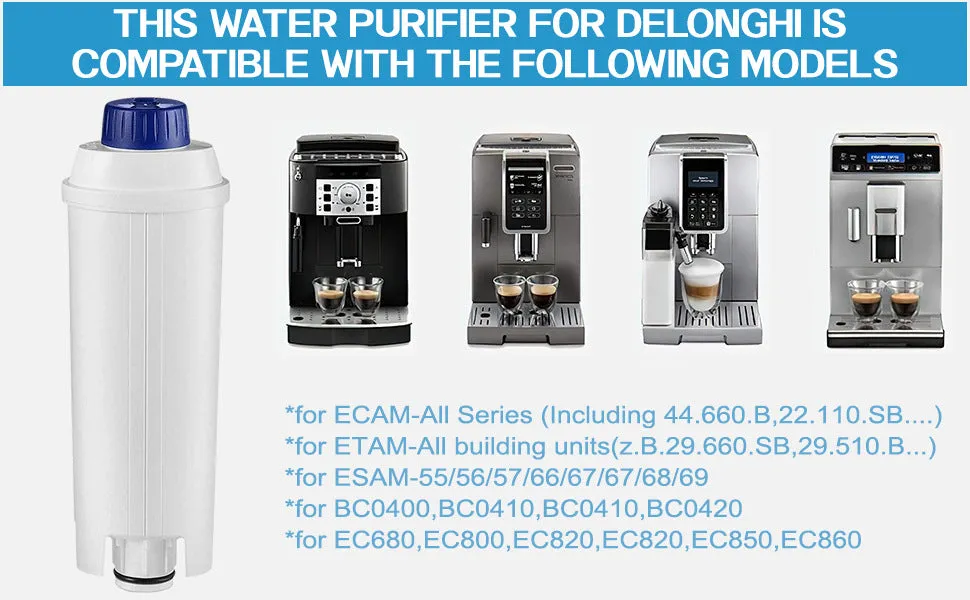 2pcs Pack DeLonghi DLSC002 Carbon Filter | Replacement Water Filter for DeLonghi Coffee Machines | Active Carbon Purification