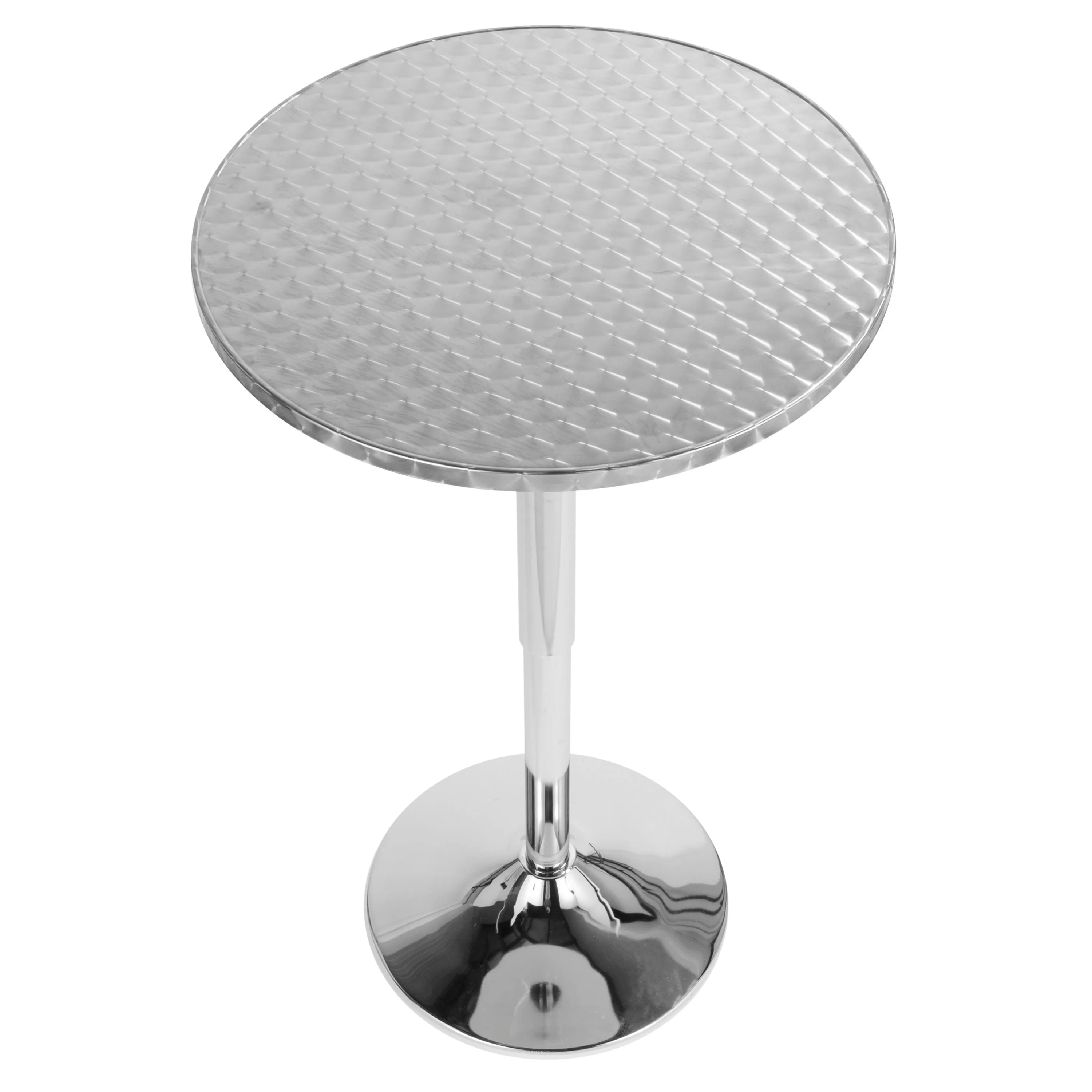 Bistro - Contemporary Adjustable Round Bar Table - Silver by Couch.com