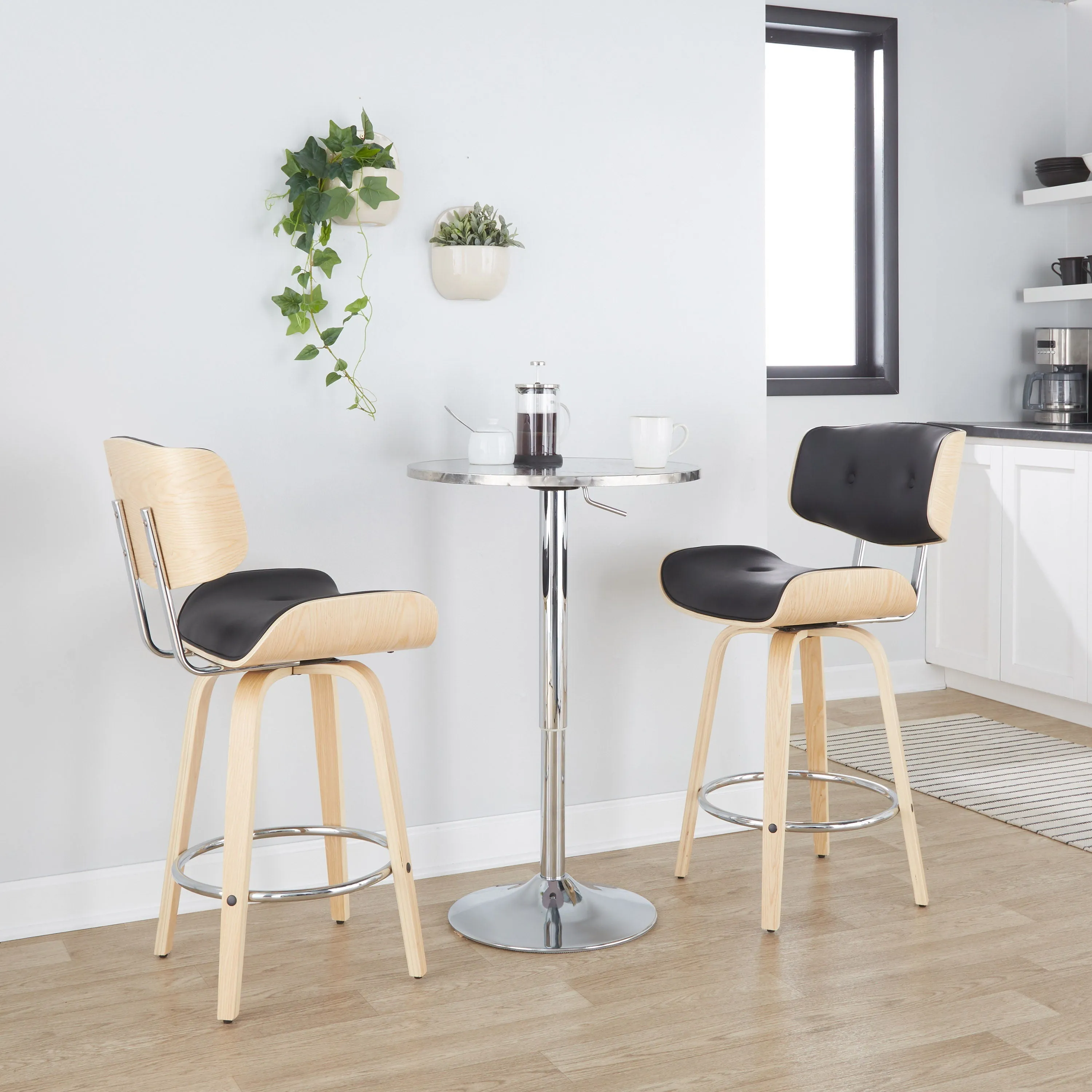 Bistro - Contemporary Adjustable Round Bar Table - Silver by Couch.com