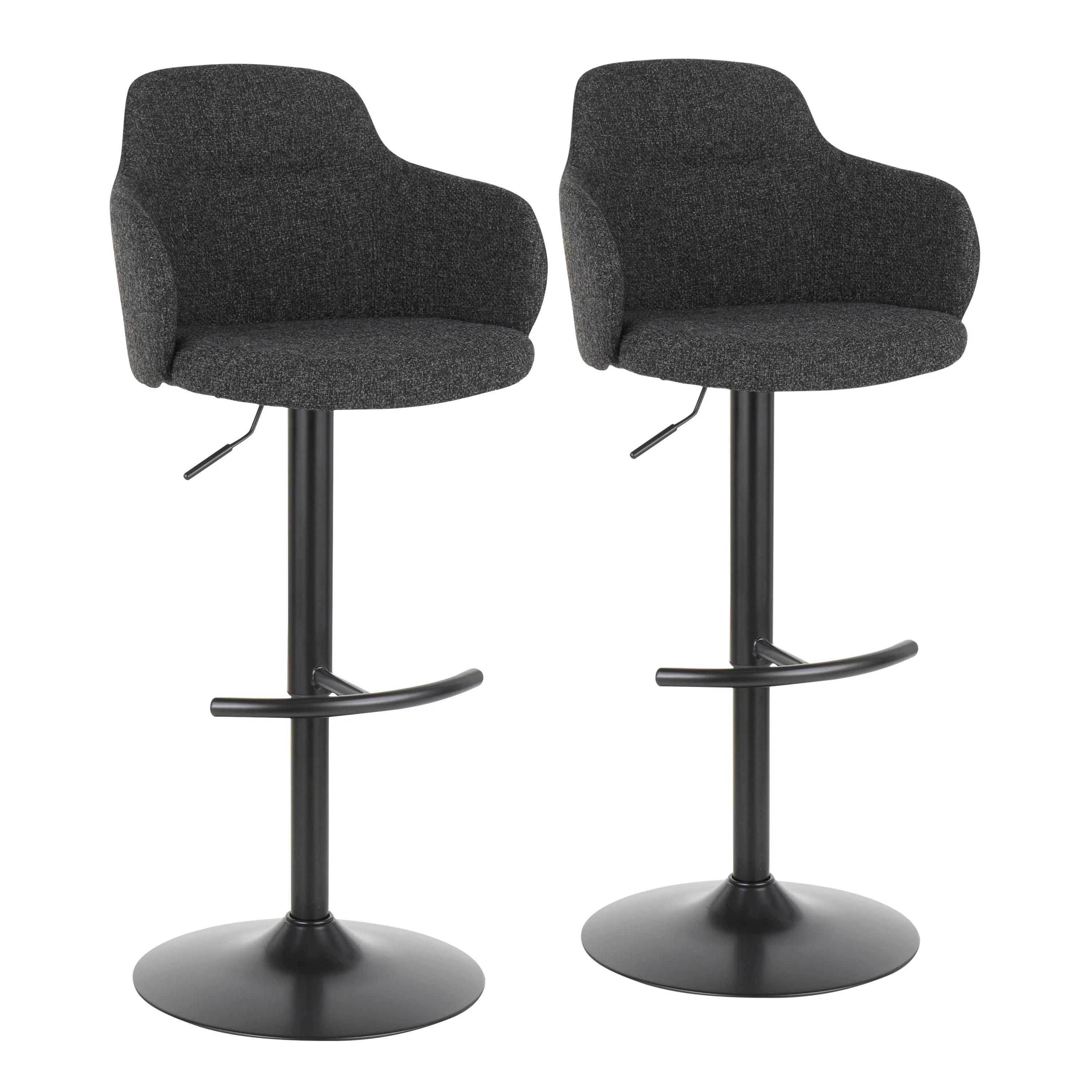 Boyne - Industrial Adjustable Barstool With Swivel (Set of 2) - Black / Dark Gray by Couch.com