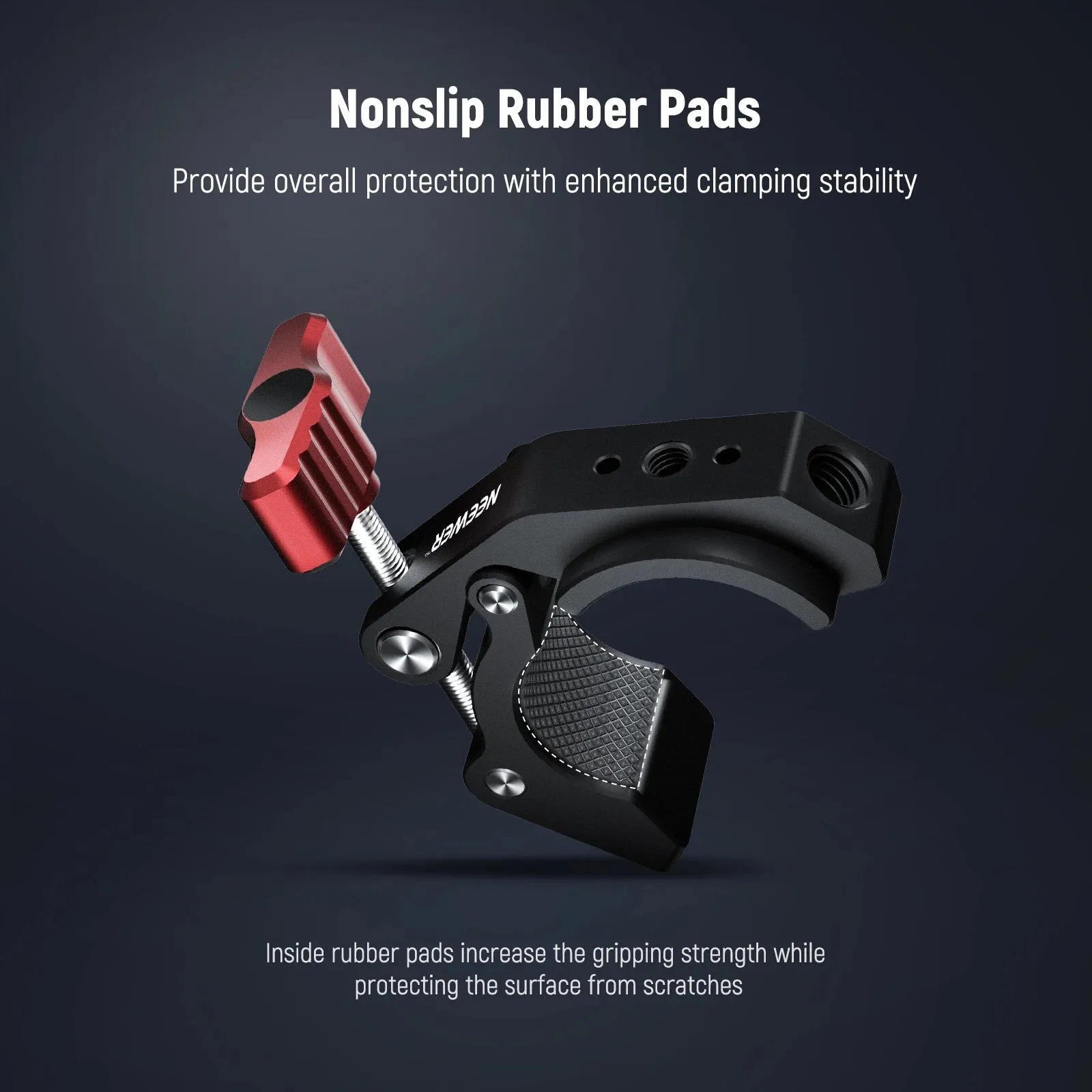 Crab Shaped Camera Clamp Mount with Cold Shoe and Threaded Holes Max Load 4.4lb/2kg