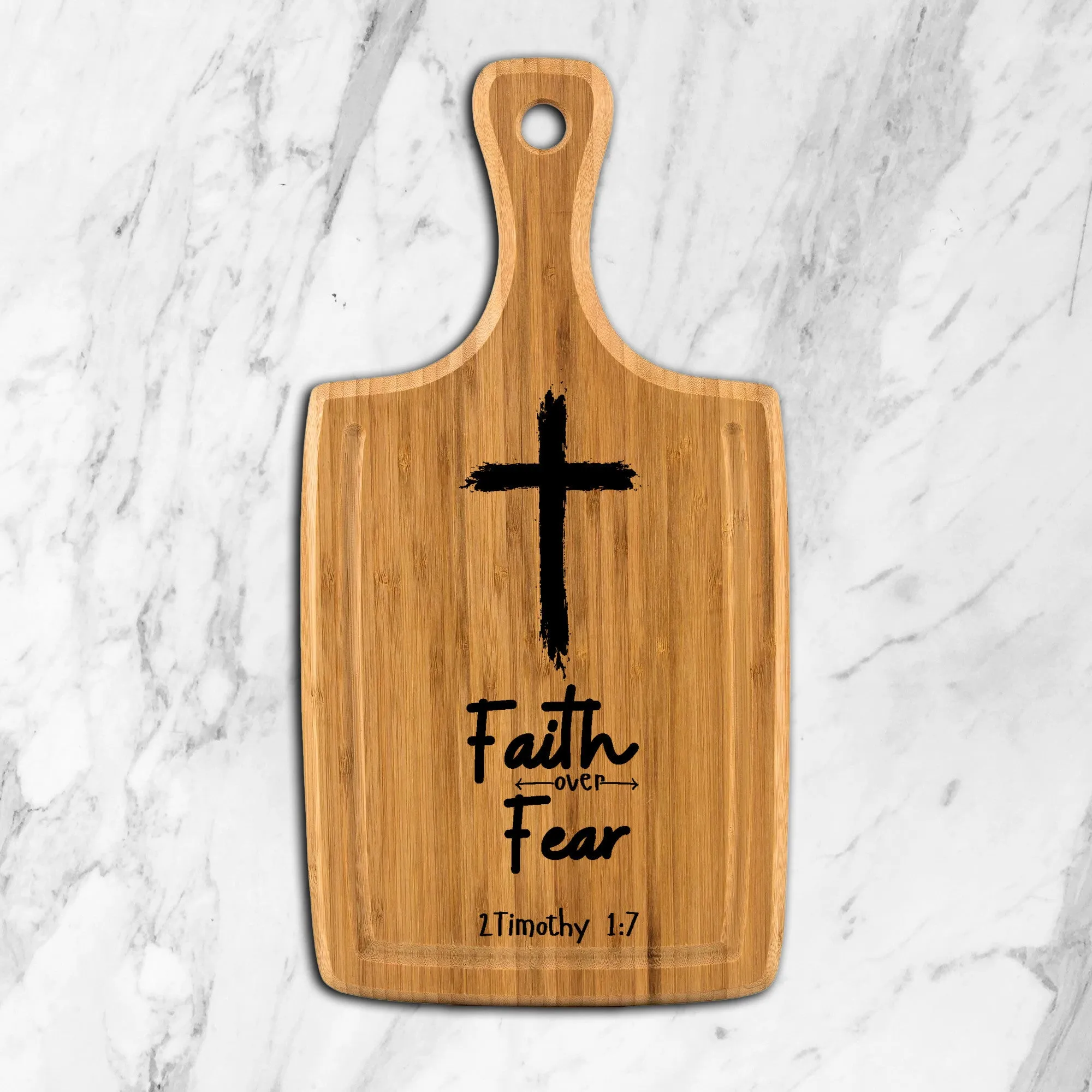 Faith Over Fear Large Handle Cutting Board