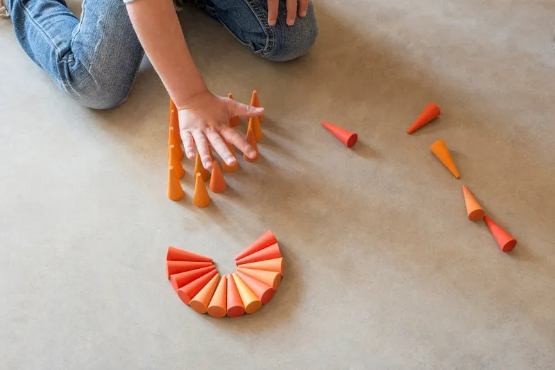 Grapat Wood Mandala Cones 36 pcs (Oranges)