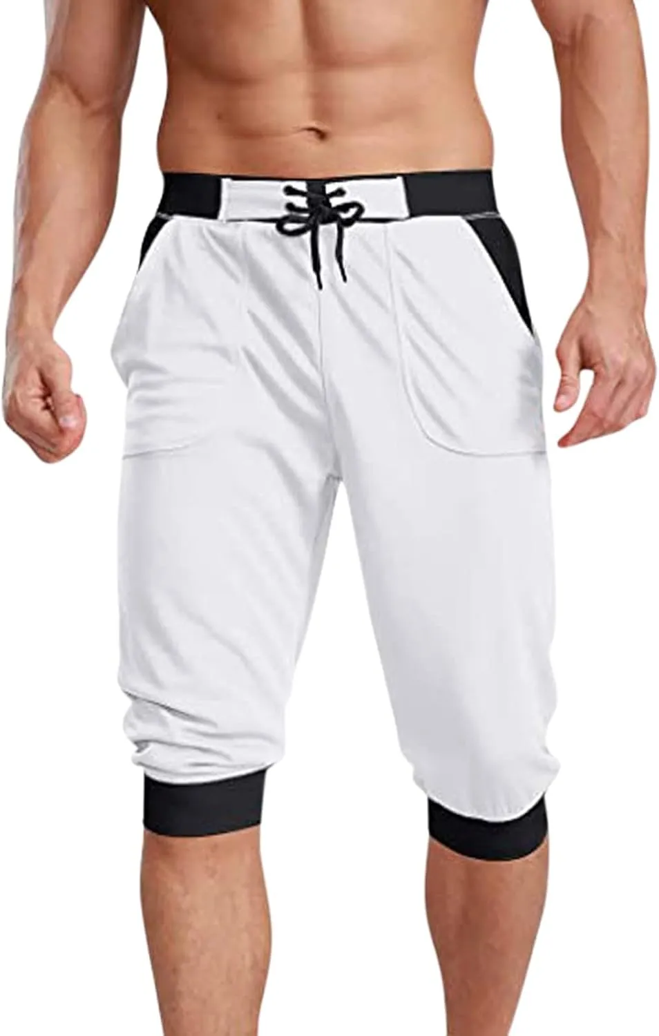 Mens Shorts Casual Men's Patchwork Slim fit 5 Inch Inseam Gym Shorts Running Shorts Basketball Shorts with Drawtring