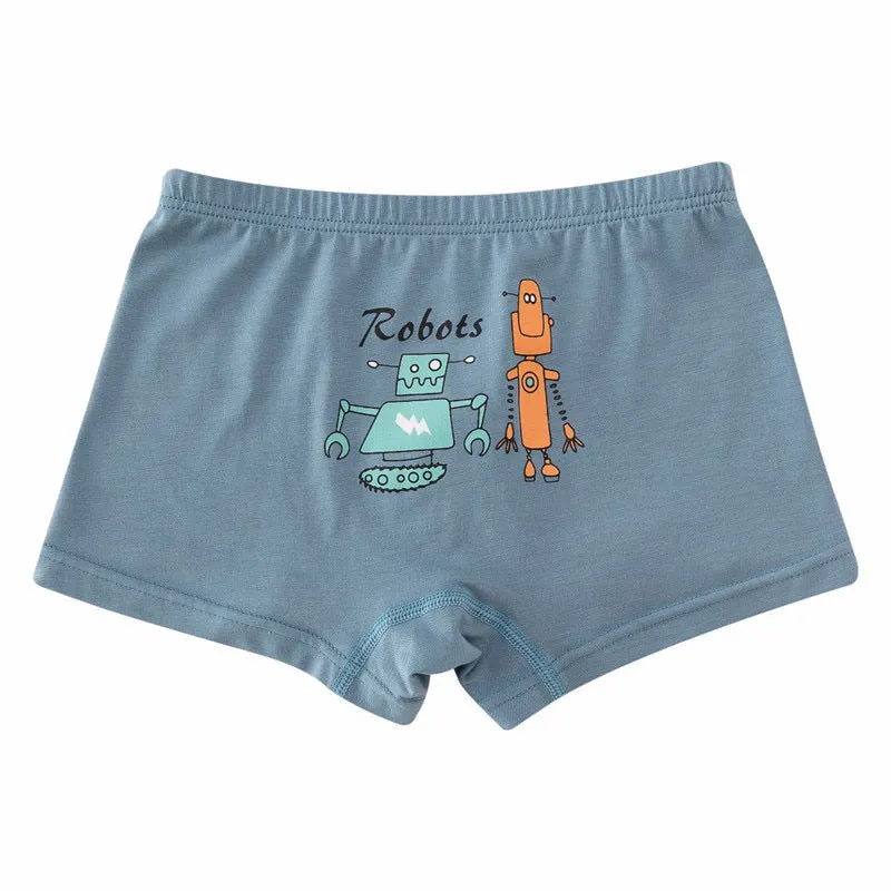 Robot Modal Cotton Breathable Boy Boxer Briefs [Set of 5]