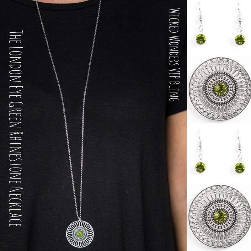 The London Eye Green Rhinestone Necklace