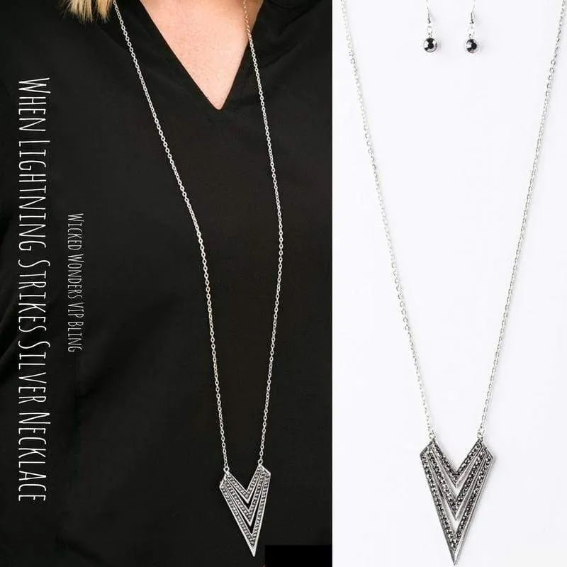 When Lightning Strikes Silver Necklace
