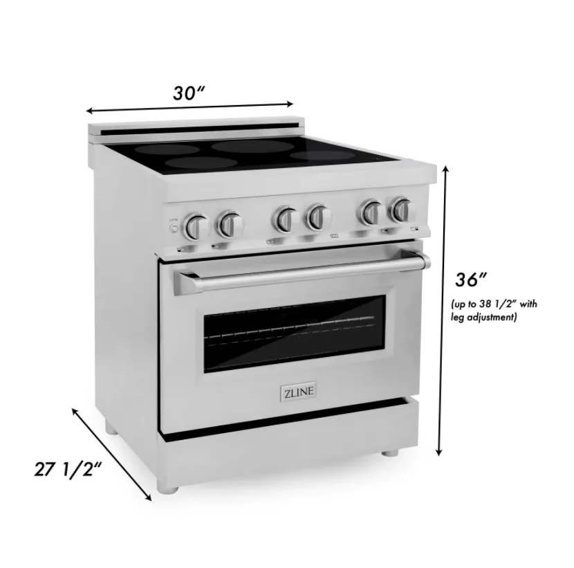 ZLINE 30 Induction Range in Stainless Steel with a Blue Gloss Door (RAIND-BG-30)